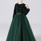 Black Tulle Long Sleeve Floor Length Flower Girl Dresses With Sequins