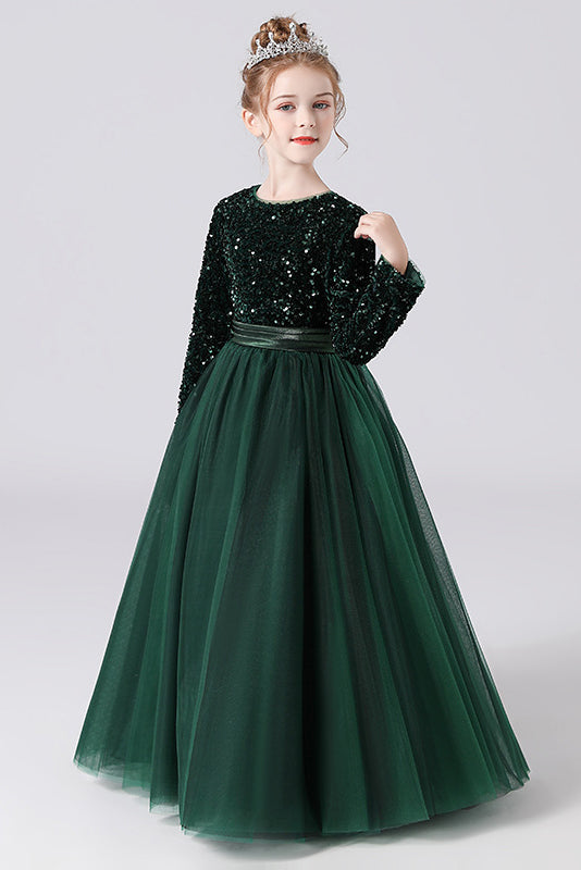 Hunter green online flower girl dresses