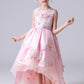 Pink Sleeveless Round Neck Appliques Flower Girl Dresses