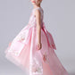 Pink Sleeveless Round Neck Appliques Flower Girl Dresses