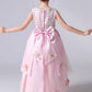 Pink Sleeveless Round Neck Appliques Flower Girl Dresses