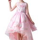 Pink Sleeveless Round Neck Appliques Flower Girl Dresses