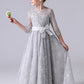 Elegant Appliques Long Sleeve Flower Girl Dresses With Bow