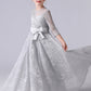 Elegant Appliques Long Sleeve Flower Girl Dresses With Bow