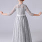 Elegant Appliques Long Sleeve Flower Girl Dresses With Bow