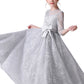 Elegant Appliques Long Sleeve Flower Girl Dresses With Bow