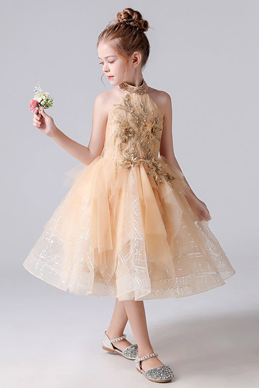 Cute Sleeveless Appliques Flower Girl Dresses