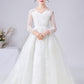 A Line Elegant Long Sleeve Lace Flower Girl Dress With Bownet