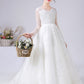 A Line Elegant Long Sleeve Lace Flower Girl Dress With Bownet