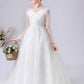A Line Elegant Long Sleeve Lace Flower Girl Dress With Bownet