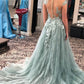 Illusion Neckine Lace Appliques Formal Evening Gowns A Line Cap Sleeves Prom Dresses