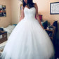 Sweetheart Sleeveless Tulle Sparkly Beading Ball Gown Wedding Dresses