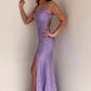 Mermaid Long Purple Sequin Prom Dresses Split Evening Gown For Teen