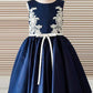 Blue Appliques A-Line Scoop Neck Sleeveless Flower Girl Dresses,Baby Dress F39 - Ombreprom