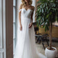Off Shoulder Sweetheart Tulle Lace Appliques Sweep Train Wedding Dresses