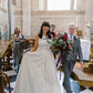 Charming Halter Satin Court Train Sleeveless Lace Wedding Dresses with Appliques