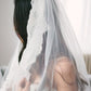 Alencon Lace Trim Long Ivory With Applique Wedding Bridal Veil V13 - Ombreprom