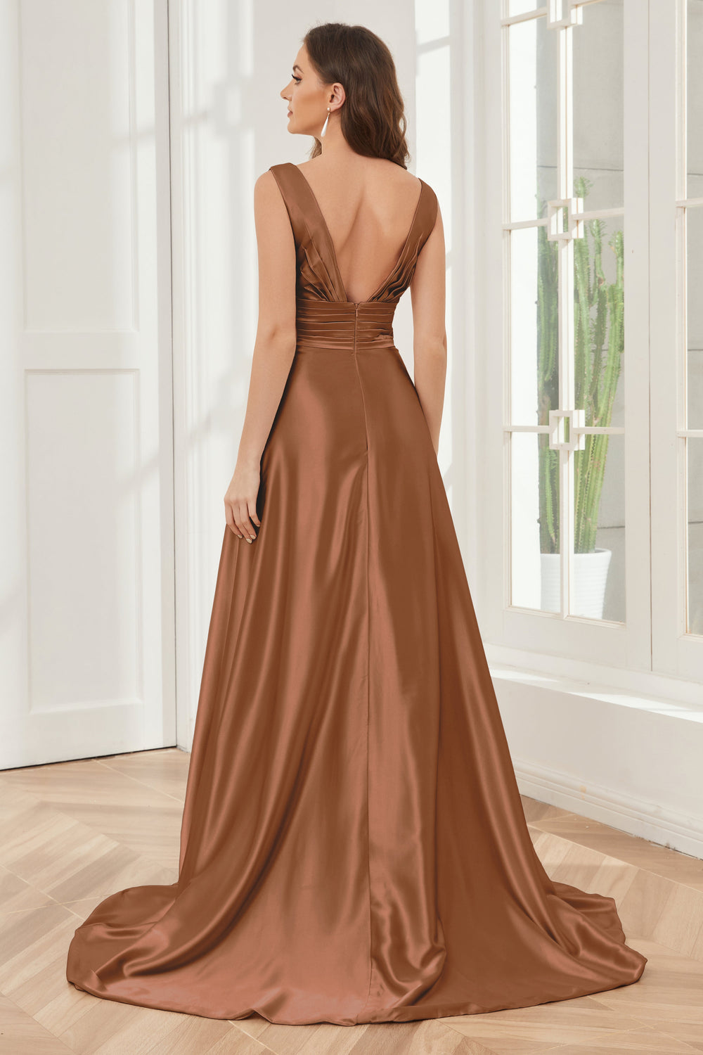 Classy Simple A Line Lilac Satin Long Bridesmaid Dress main image 0