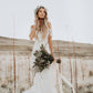Charming Mermaid Off The Shoulder Short Sleeves Lace Appliques Vintage Wedding Dresses
