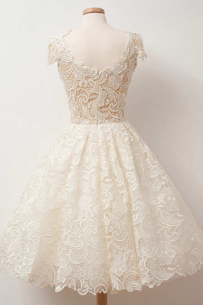 Cap Sleeve A Line Scoop Lace Prom Dresses With Gold Stars LBQ2074 main image 1