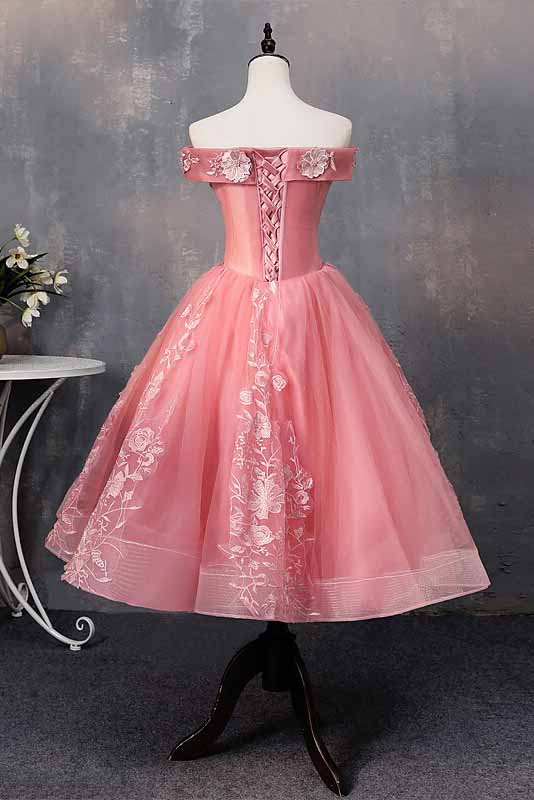 A-line Off-Shoulder Short Prom Dresses Appliques Sweet 16 Gown