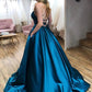 A-Line Satin Spaghetti Straps Pageant Dance Dresses Long Prom Dresses