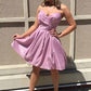 Sparkly A-line Sweetheart Pleats Short Prom Homecoming Dresses