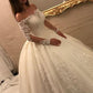 Off Shoulder Long Sleeves Open Back Lace Wedding Dresses with Chapel Train
