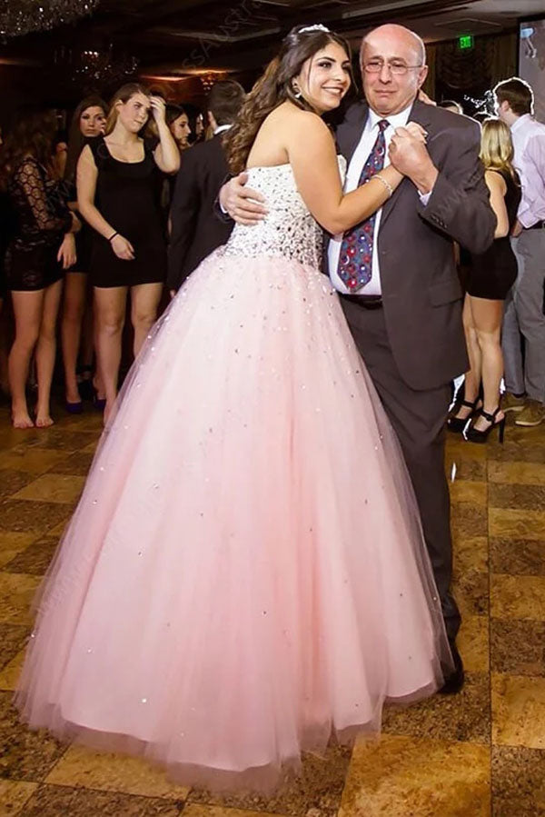 Chic Sweetheart Sleeveless Beading Appliques Tulle Floor Length Prom Dresses