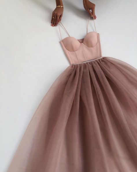 Dusty Rose A-Line Tulle Floor Length Spaghetti Straps Sweetheart Evening Party Dresses Prom Dresses