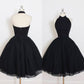 Black Halter A Line Sleeveless Tulle Ball Gown Mid Homecoming Dresses