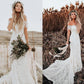 Charming Mermaid Off The Shoulder Short Sleeves Lace Appliques Vintage Wedding Dresses