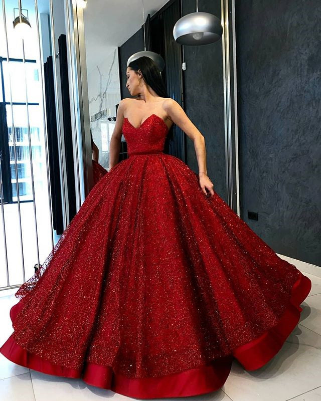 feather prom dress ball gowns red sparkly elegant long sleeve luxury p –  inspirationalbridal