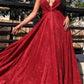 Shinning Red Pageant Dance Dresses, Back To School Party Gown A Line Long Prom Dresses