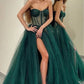 Green Long Prom Dresses A Line Tulle Sweetheart Formal Evening Dresses