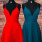 A-Line V-Neck Spaghetti Straps Chiffon Short Homecoming Dress