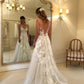 Elegant Lace V Neck Backless With Applique Wedding Dresses
