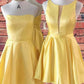 A-Line Yellow Sleeveless Short Homecoming Dresses
