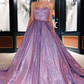 Sweetheart Shine Purple Long Prom Gowns Fashion Graduation Party Dresses