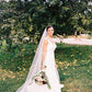 90 Inches Ivory Wedding Veil Chapel Length Cut Edge Wedding Bridal Veil V16 - Ombreprom