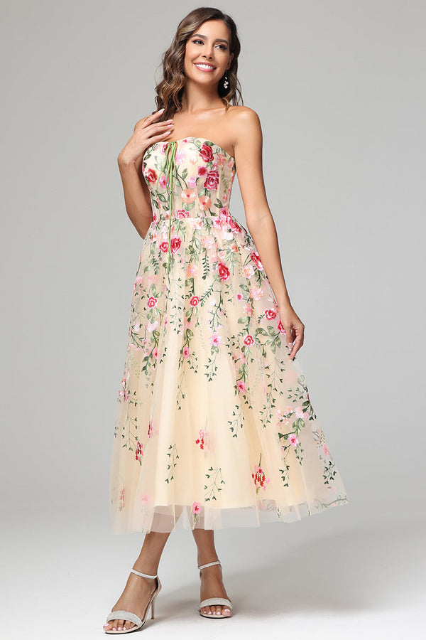Tea Length Prom Dress Beautiful A-Line Party Dress simple gentle atmospheric and unique desi Brin main image 0