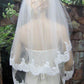 Elegant 2T Tulle Lace With Applique Wedding Veils
