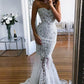 Elegant Sweetheart Lace Mermaid Sleeveless Beach Wedding Dresses